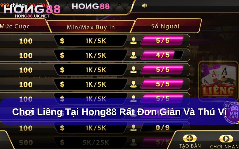 Chơi Liêng tại Hong88 rất đơn giản