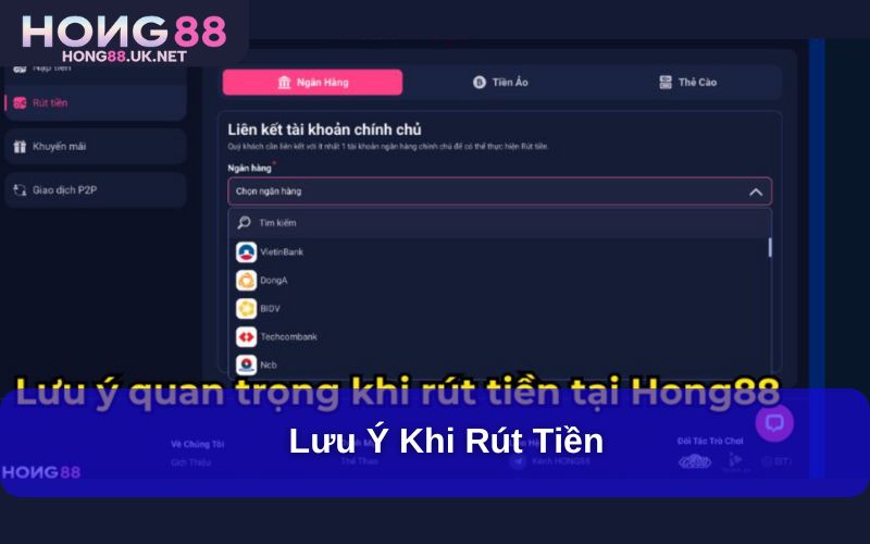Lưu ý khi rút tiền Lưu ý khi rút tiền