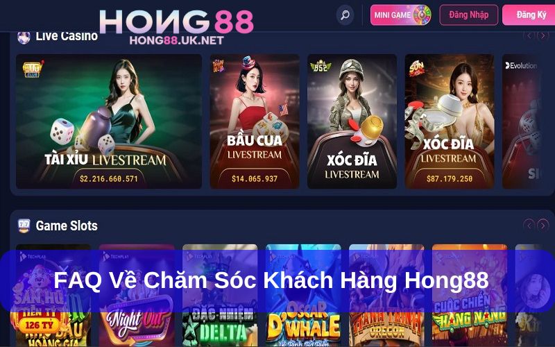 Câu hỏi về dịch vụ chăm sóc khách hàng Hong88