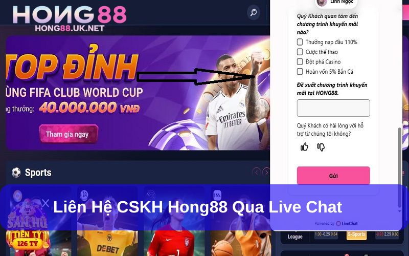 Kênh live chat Hong88 gặp nhân viên hỗ trợ nhanh